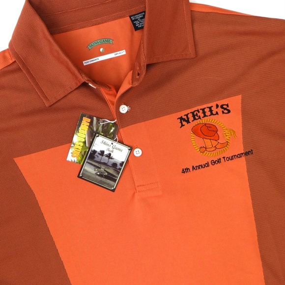 SKINS GAME men's golf polo shirt orange XL NEW - Picture 2 of 7